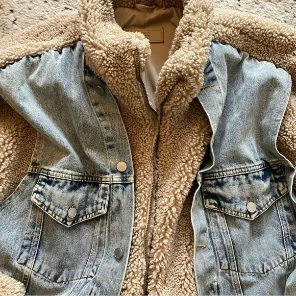 Anthropologie BLANKNYC fuzzy wuzzy Sherpa denim Jacket - Picture 8 of 15